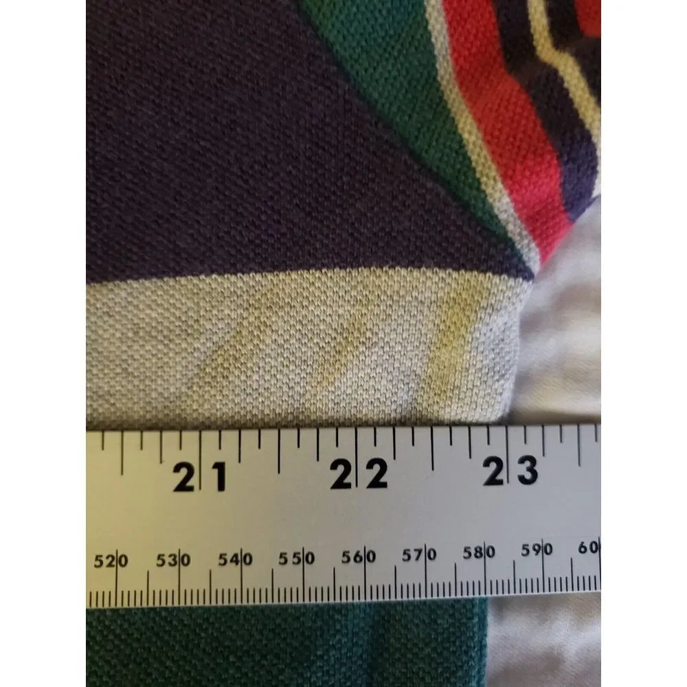 Ralph Lauren Men's Striped Red & Navy Blue‎ Polo Size XL Made In USA Vintage